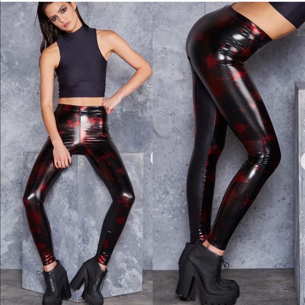 BLACKMILK black / red Death by Disco New Slicks leggings XS